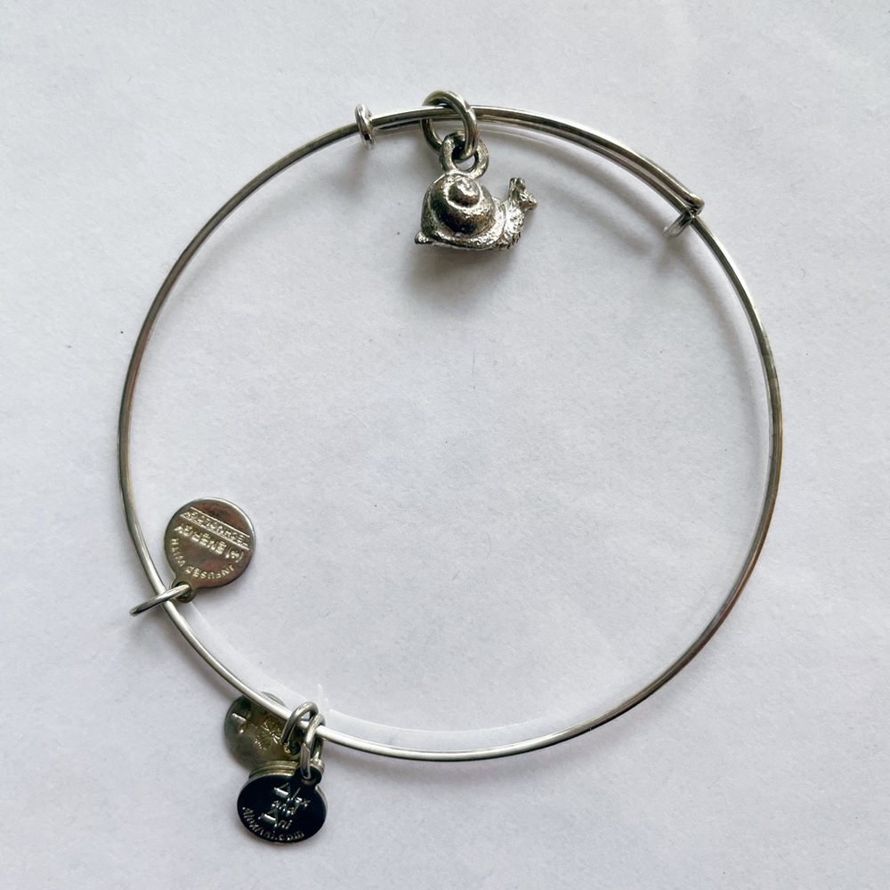 Alex & Ani Silver Snail Charm Bangle Bracelet